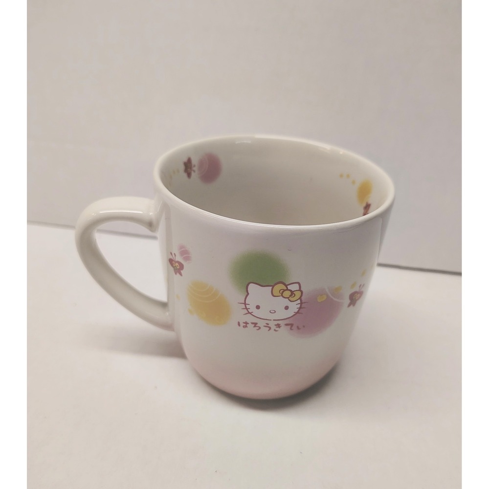 Rare Vintage 2004 Hello Kitty Coffee Mug Pink Butterflies Sanrio Y2K Ceramic Cup